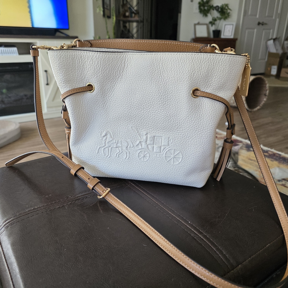 Coach White and Tan Leather Satchel